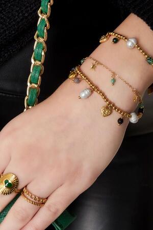 Bracelet acier inoxydable perles la belle vie Or h5 Image3
